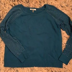 turquoise DKNY bedazzled sweater